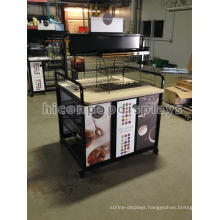 Creative Floor Standing Metallic Coffee Shop Display Racks, Movable Black Retail Coffee Display Racks